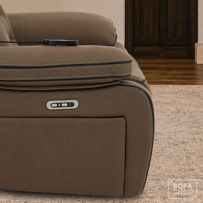 1 Seater Smart Tech Riser Recliner Cinema Chair | Mocha Brown Fabric | Tuscany