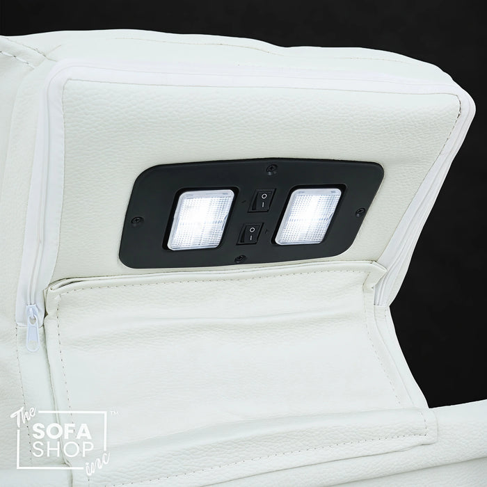 3 Seater Smart Tech Electric Recliner Cinema Sofa | White Real Leather | Napoli