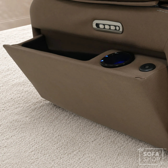 1 Seater Smart Tech Riser Recliner Cinema Chair | Mocha Brown Fabric | Tuscany