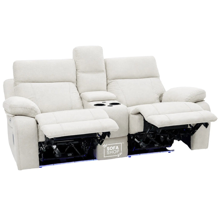 2 Seater Smart Tech Electric Recliner Cinema Sofa | Cream Fabric | Vinsonova