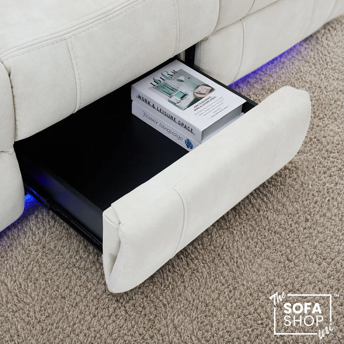 3 Seater Smart Tech Electric Recliner Cinema Sofa | Cream Fabric | Vinsonova