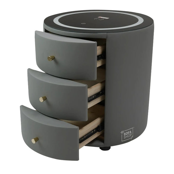 Smart Nightstand | Grey | LED + Bluetooth + Wireless Charging | 45x45x50cm | Nashville