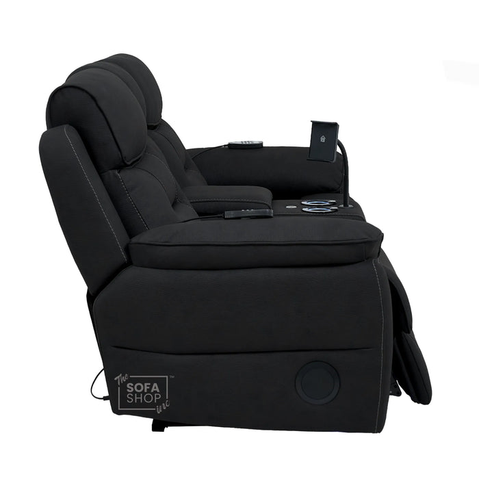 2 Seater Smart Tech Electric Recliner Cinema Sofa | Charcoal Grey Fabric | Florence