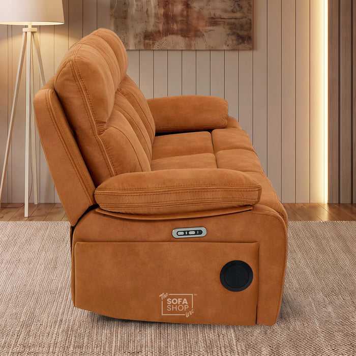 3 Seater Smart Tech Electric Recliner Cinema Sofa | Orange Fabric | Vinsonova