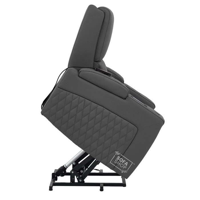 1 Seater Smart Tech Riser Recliner Cinema Chair | Luxury Theatre Seating | Grey Real Leather | Assisi