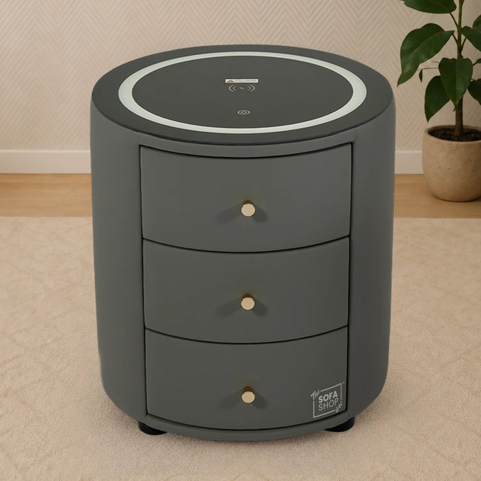 Smart Nightstand | Grey | LED + Bluetooth + Wireless Charging | 45x45x50cm | Nashville