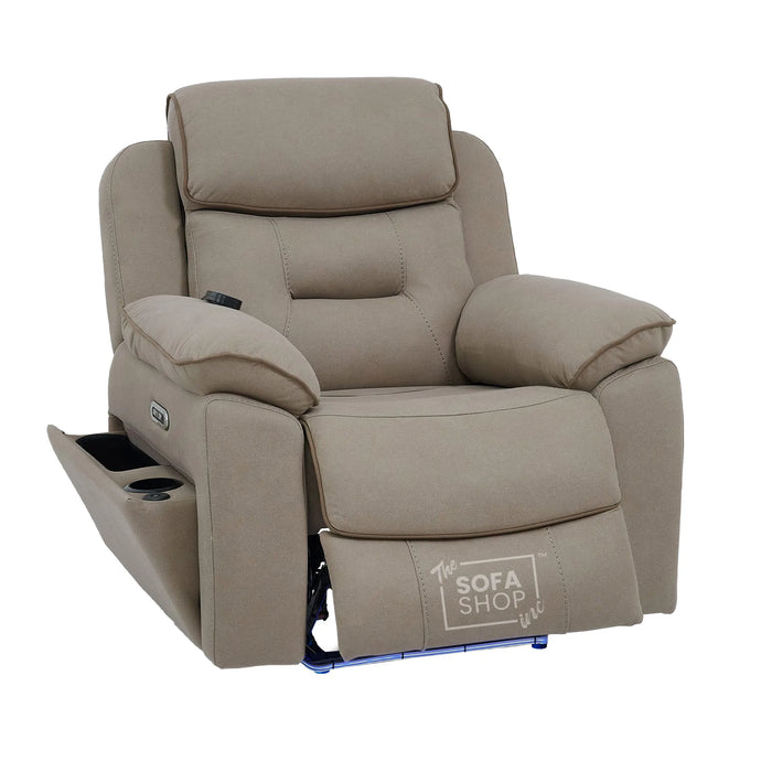 2 Piece Smart Tech Electric Recliner Cinema Sofa Set | Beige Fabric Sofa Suite | Florence