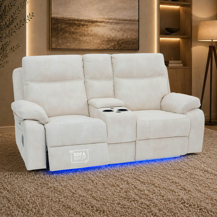 2 Seater Smart Tech Electric Recliner Cinema Sofa | Cream Fabric | Vinsonova
