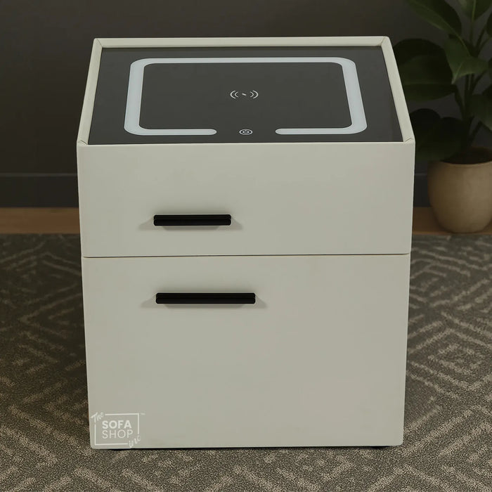 Smart Nightstand | Off-White | Hidden Safe + Wireless Charging | 50x40x45cm | California