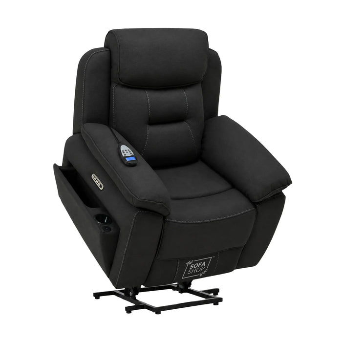 1 Seater Smart Tech Riser Recliner Cinema Chair | Charcoal Grey Fabric | Florence
