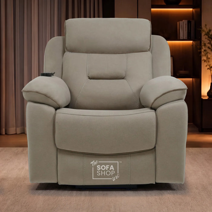 1 Seater Smart Tech Riser Recliner Cinema Chair |  Beige Fabric | Florence