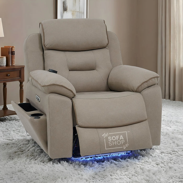 1 Seater Smart Tech Electric Recliner Cinema Chair | Beige Fabric | Florence