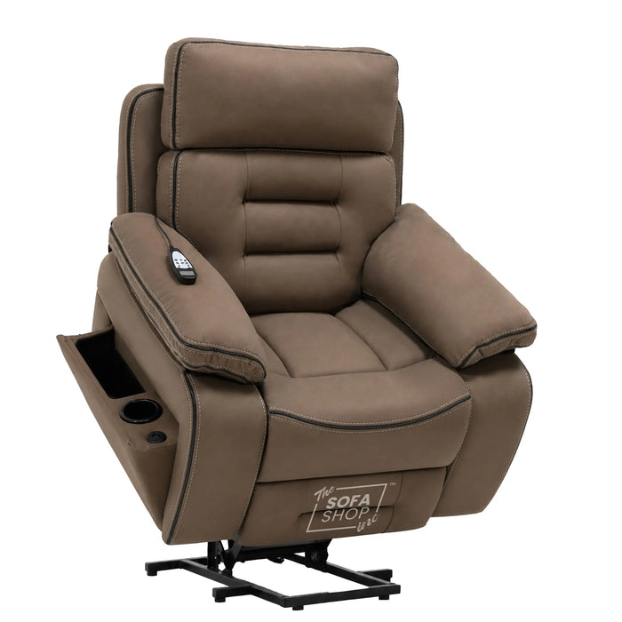 1 Seater Smart Tech Riser Recliner Cinema Chair | Mocha Brown Fabric | Tuscany