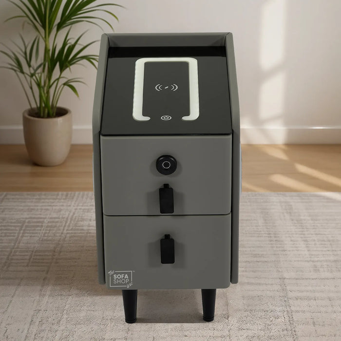 Slim Smart Nightstand | Fingerprint Lock + Wireless Charging | 25x40x45cm | Phoenix