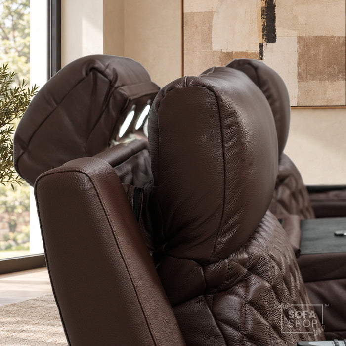 3 Seater Smart Tech Electric Recliner Cinema Sofa | Chestnut Brown Real Leather | Vicenza