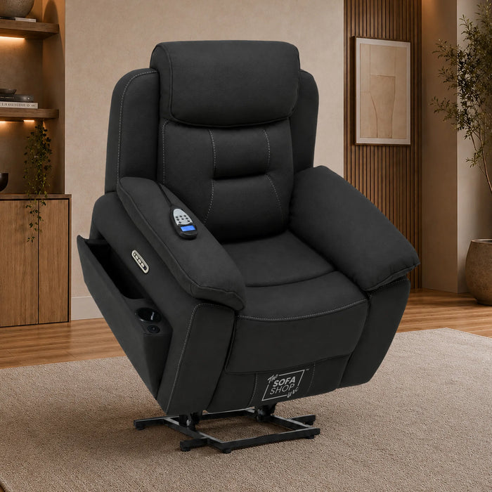 1 Seater Smart Tech Riser Recliner Cinema Chair | Charcoal Grey Fabric | Florence