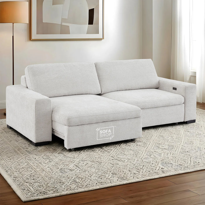 2 Wide Seat Light Grey Electric Sliding Sofa | Palma
