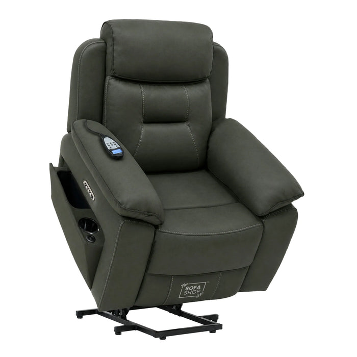 1 Seater Smart Tech Riser Recliner Cinema Chair | Green Fabric | Florence