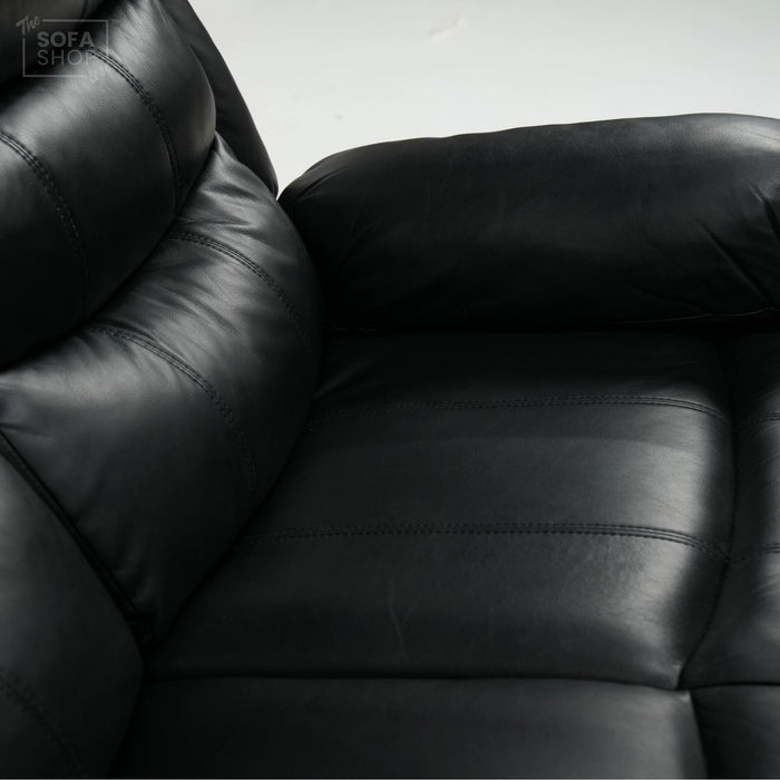 2 Seater Manual Recliner in Black Leather | Manual Reclining Mechanism | With Scratched Armrest & Ripped Side Panel | Trento | Free Assembly | Second Hand Sofa 15