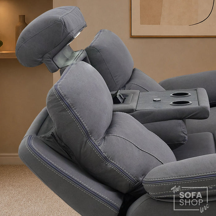 3 Seater Smart Tech Electric Recliner Cinema Sofa | Grey Fabric | Vinsonova