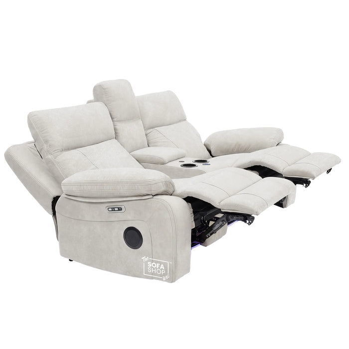 2 Seater Smart Tech Electric Recliner Cinema Sofa | Cream Fabric | Vinsonova