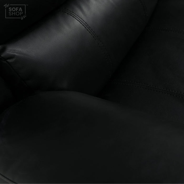 2 Seater Manual Recliner in Black Leather | Manual Reclining Mechanism | With Scratched Armrest & Ripped Side Panel | Trento | Free Assembly | Second Hand Sofa 15