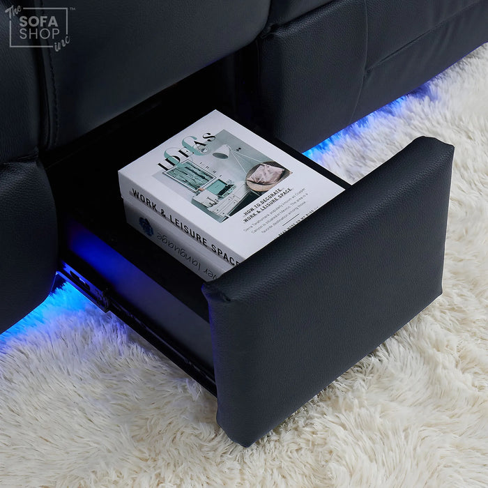2 Seater Smart Tech Electric Recliner Cinema Sofa | Black Real Leather | Sicily