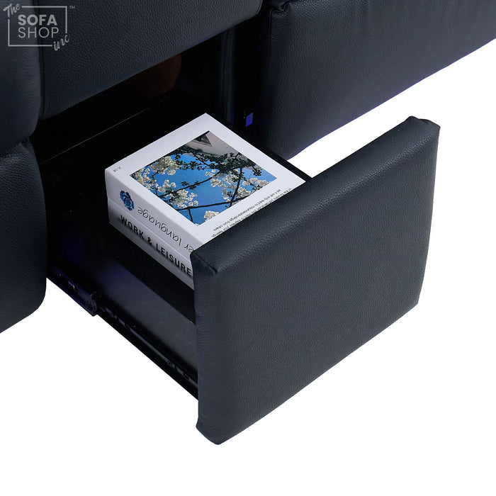 2 Seater Smart Tech Electric Recliner Cinema Sofa | Luxury Theatre Seating | Black Real Leather | Milano
