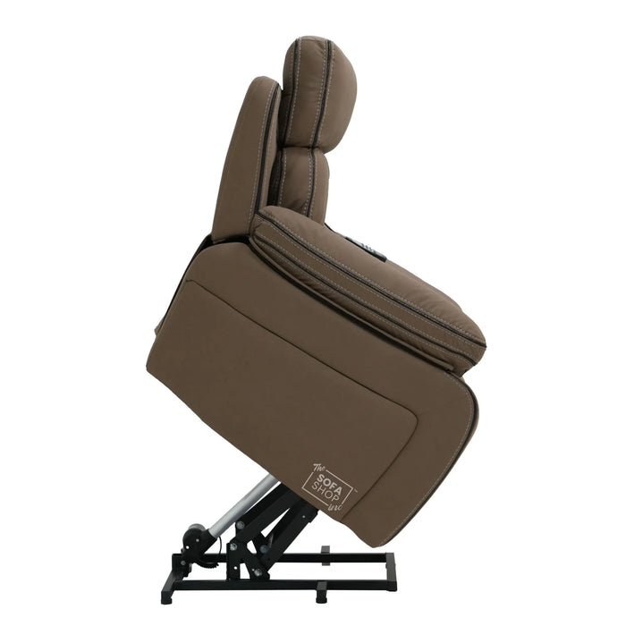 1 Seater Smart Tech Riser Recliner Cinema Chair | Mocha Brown Fabric | Tuscany