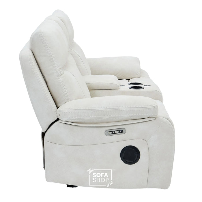 2 Seater Smart Tech Electric Recliner Cinema Sofa | Cream Fabric | Vinsonova