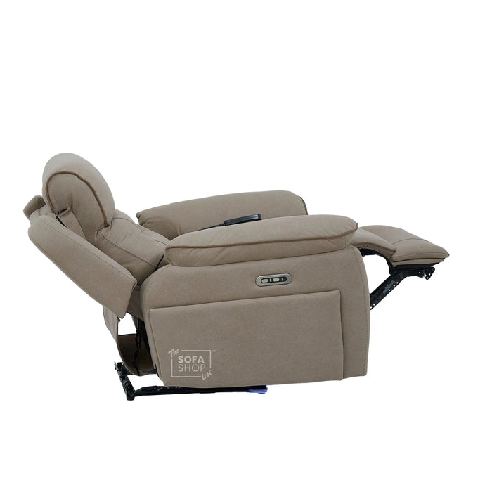 2 Piece Smart Tech Electric Recliner Cinema Sofa Set | Beige Fabric Sofa Suite | Florence