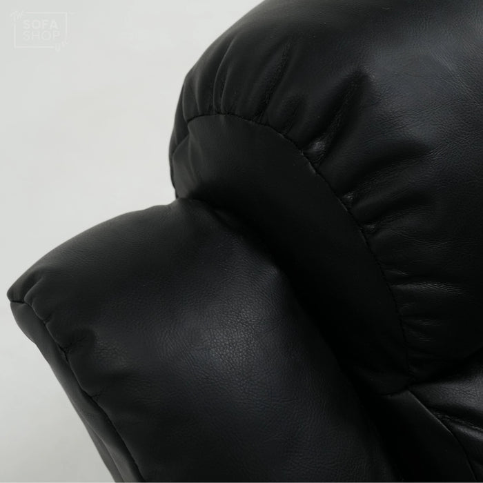 2 Seater Manual Recliner in Black Leather | Manual Reclining Mechanism | With Scratched Armrest & Ripped Side Panel | Trento | Free Assembly | Second Hand Sofa 15
