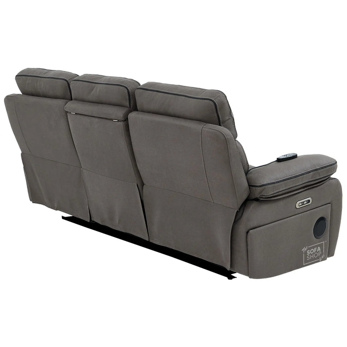 3 Seater Smart Tech Electric Recliner Cinema Sofa | Graphite Grey Fabric | Tuscany