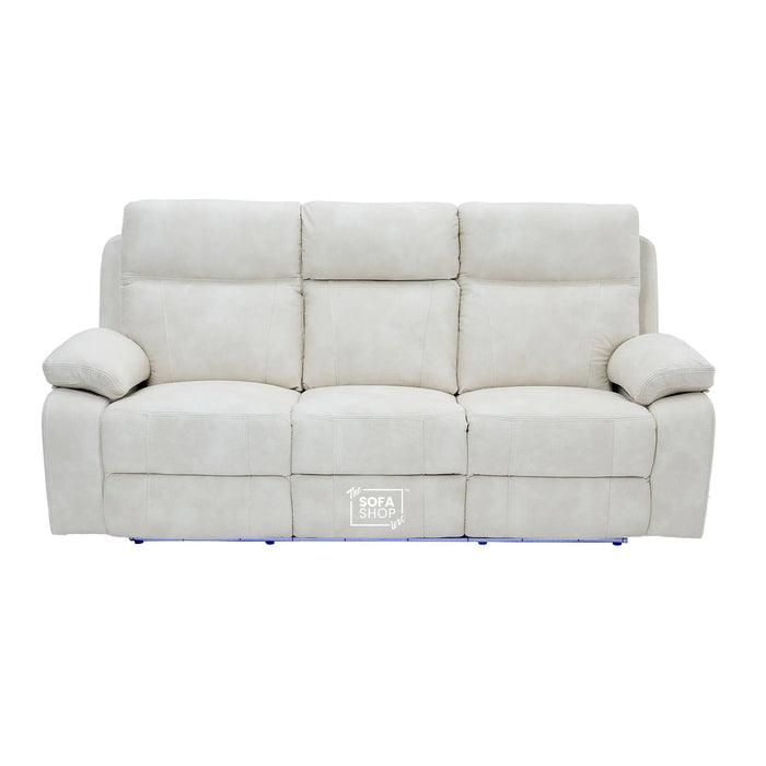 3 Seater Smart Tech Electric Recliner Cinema Sofa | Cream Fabric | Vinsonova