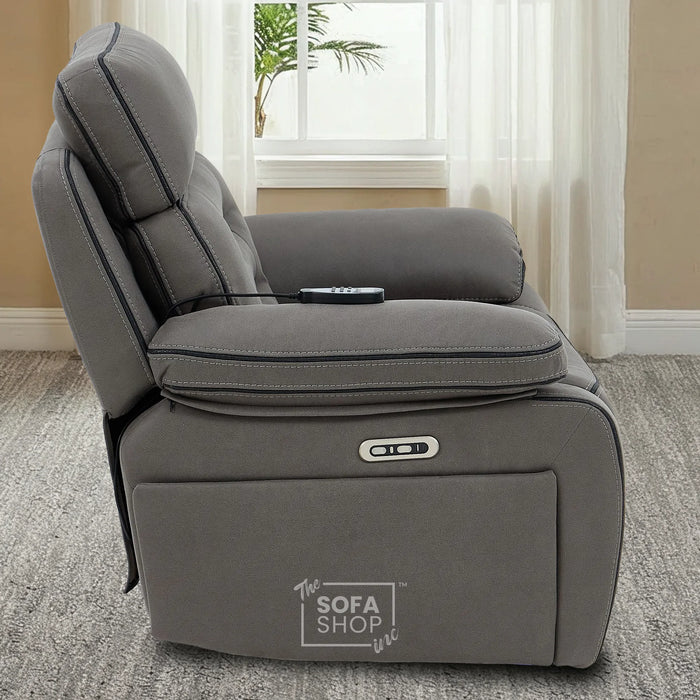 1 Seater Smart Tech Electric Recliner Cinema Chair | Graphite Grey Fabric | Tuscany