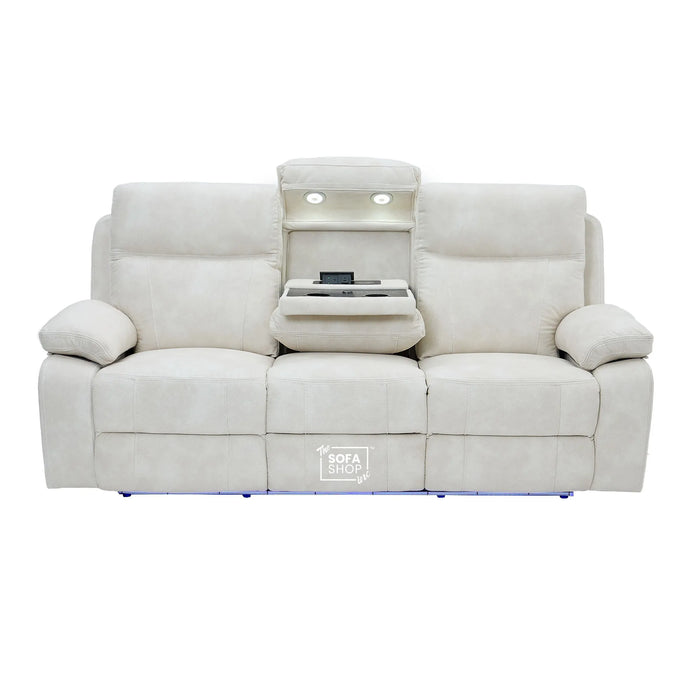 3 Seater Smart Tech Electric Recliner Cinema Sofa | Cream Fabric | Vinsonova