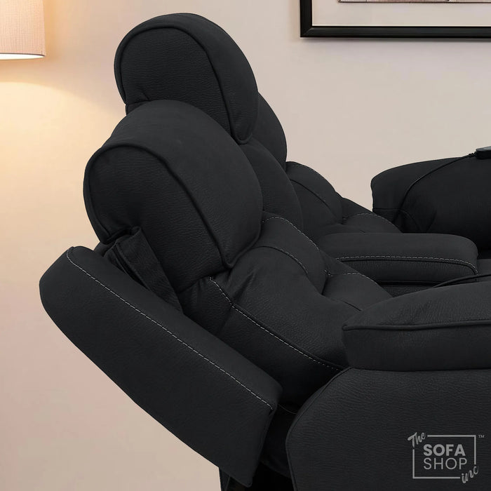 2 Seater Smart Tech Electric Recliner Cinema Sofa | Charcoal Grey Fabric | Florence