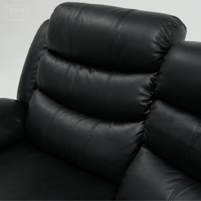 2 Seater Manual Recliner in Black Leather | Manual Reclining Mechanism | With Scratched Armrest & Ripped Side Panel | Trento | Free Assembly | Second Hand Sofa 15