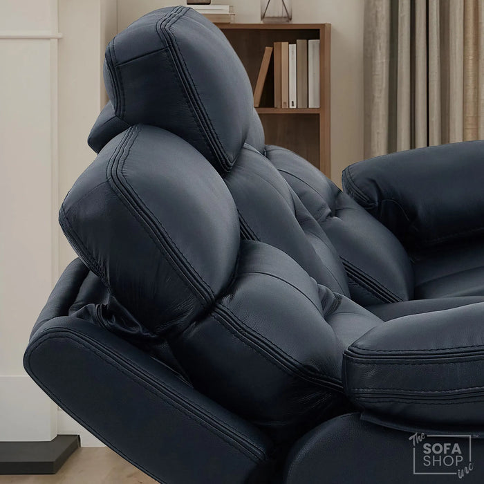 3 Seater Smart Tech Electric Recliner Cinema Sofa | Black Real Leather | Sicily