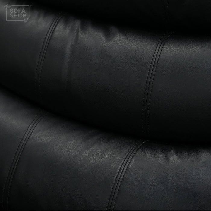 2 Seater Manual Recliner in Black Leather | Manual Reclining Mechanism | With Scratched Armrest & Ripped Side Panel | Trento | Free Assembly | Second Hand Sofa 15