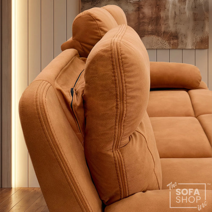 3 Seater Smart Tech Electric Recliner Cinema Sofa | Orange Fabric | Vinsonova