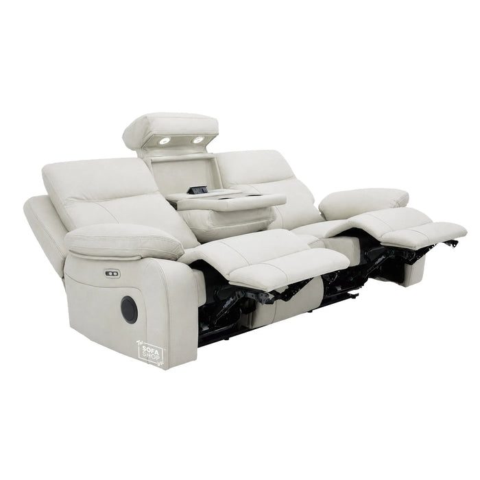 3 Seater Smart Tech Electric Recliner Cinema Sofa | Cream Fabric | Vinsonova