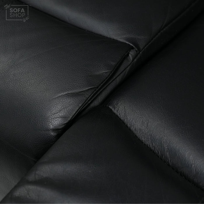 2 Seater Manual Recliner in Black Leather | Manual Reclining Mechanism | With Scratched Armrest & Ripped Side Panel | Trento | Free Assembly | Second Hand Sofa 15