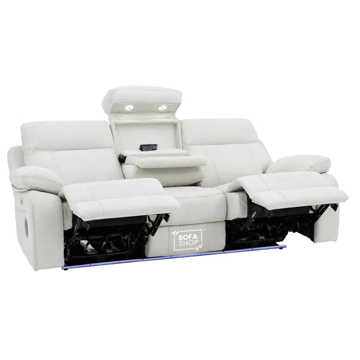 3 Seater Smart Tech Electric Recliner Cinema Sofa | Cream Fabric | Vinsonova