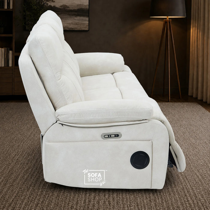 3 Seater Smart Tech Electric Recliner Cinema Sofa | Cream Fabric | Vinsonova