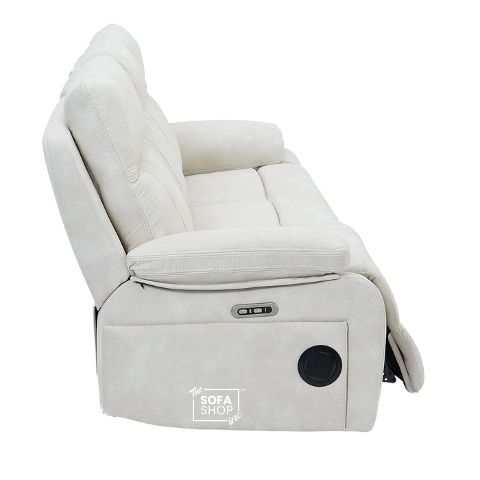 3 Seater Smart Tech Electric Recliner Cinema Sofa | Cream Fabric | Vinsonova