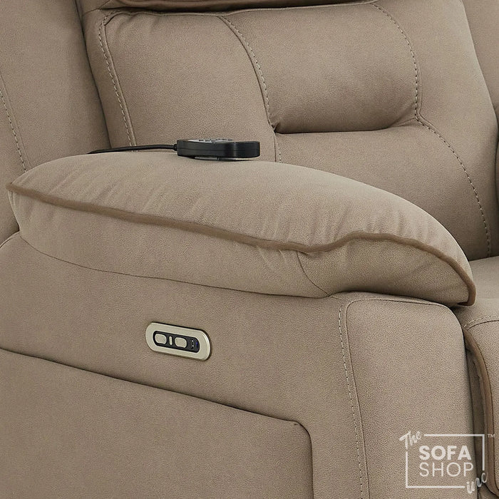3 Seater Smart Tech Electric Recliner Cinema Sofa | Beige Fabric | Florence