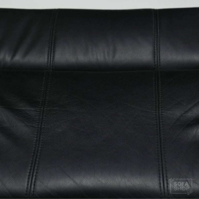 2 Seater Manual Recliner in Black Leather | Manual Reclining Mechanism | With Scratched Armrest & Ripped Side Panel | Trento | Free Assembly | Second Hand Sofa 15