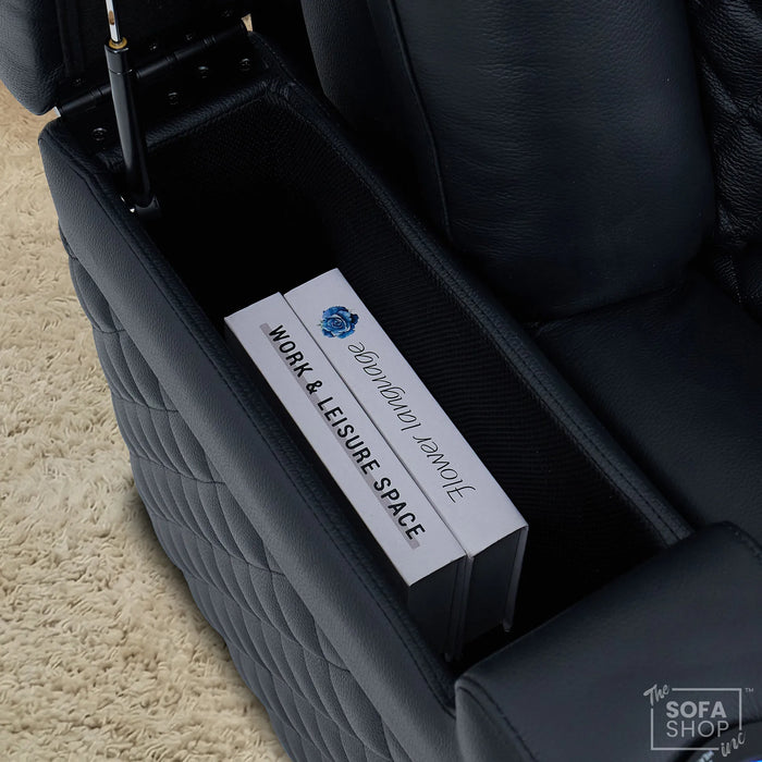 2 Seater Smart Tech Electric Recliner Cinema Sofa | Luxury Theatre Seating | Black Real Leather | Milano