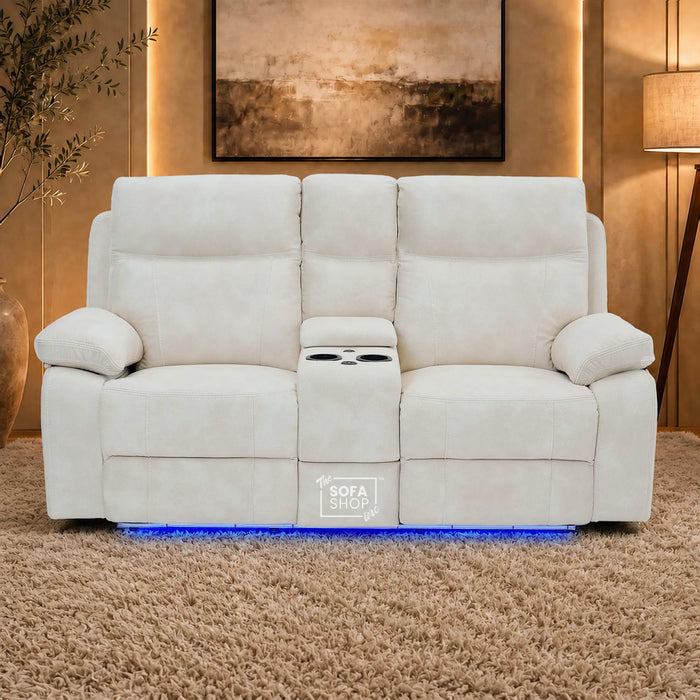 2 Seater Smart Tech Electric Recliner Cinema Sofa | Cream Fabric | Vinsonova